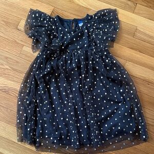 Old Navy Black Tulle Dress with Gold Heart Accents